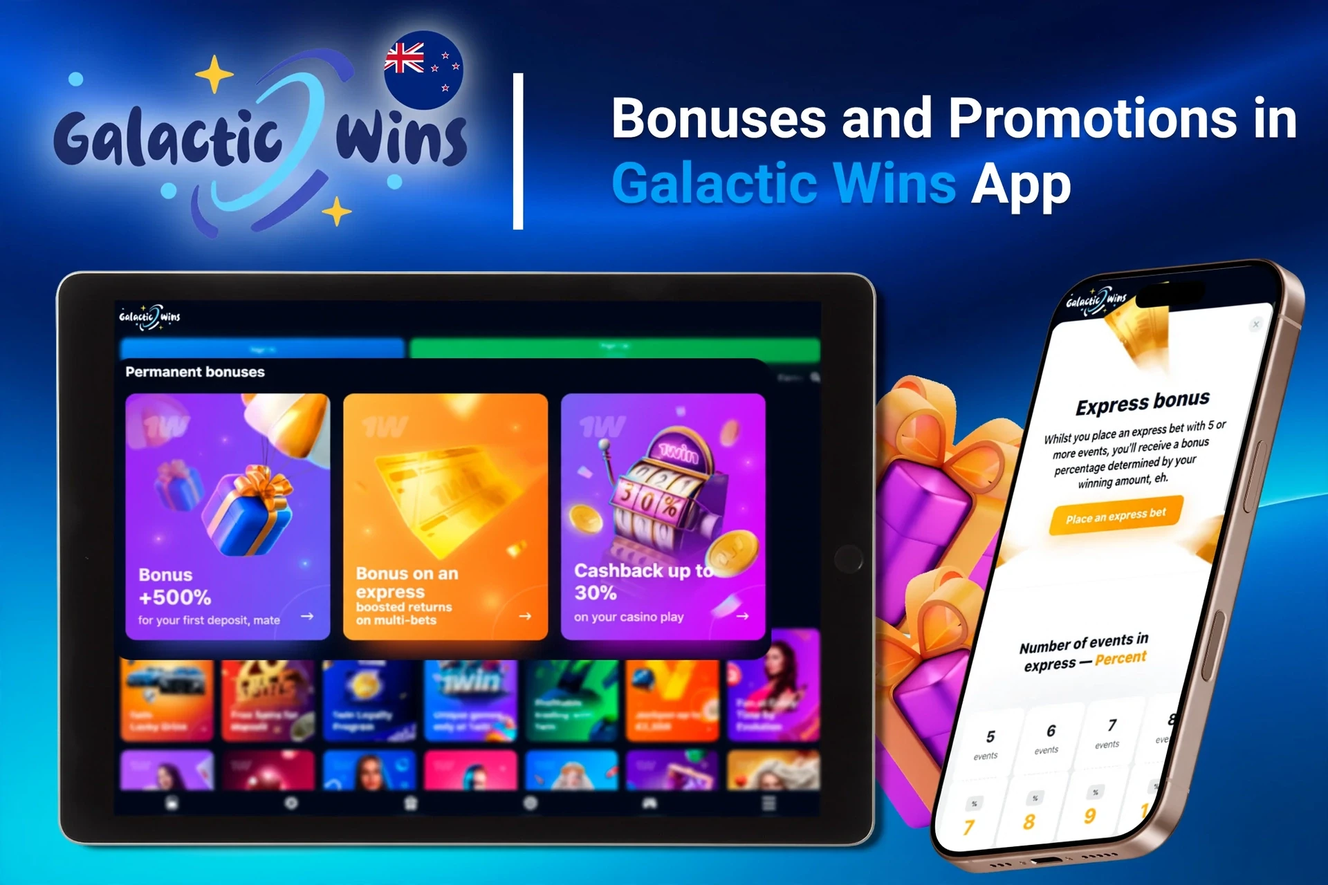 Registration process on the Galactic Wins mobile app with social login options