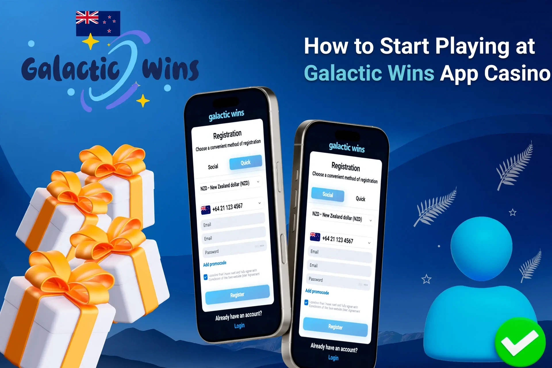 1win app registration screen on mobile with easy-to-follow steps and gift box icons