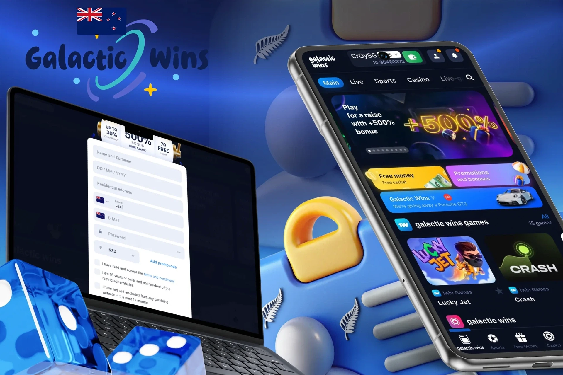 Description of registering with Galactic Wins Casino and receiving a welcome bonus