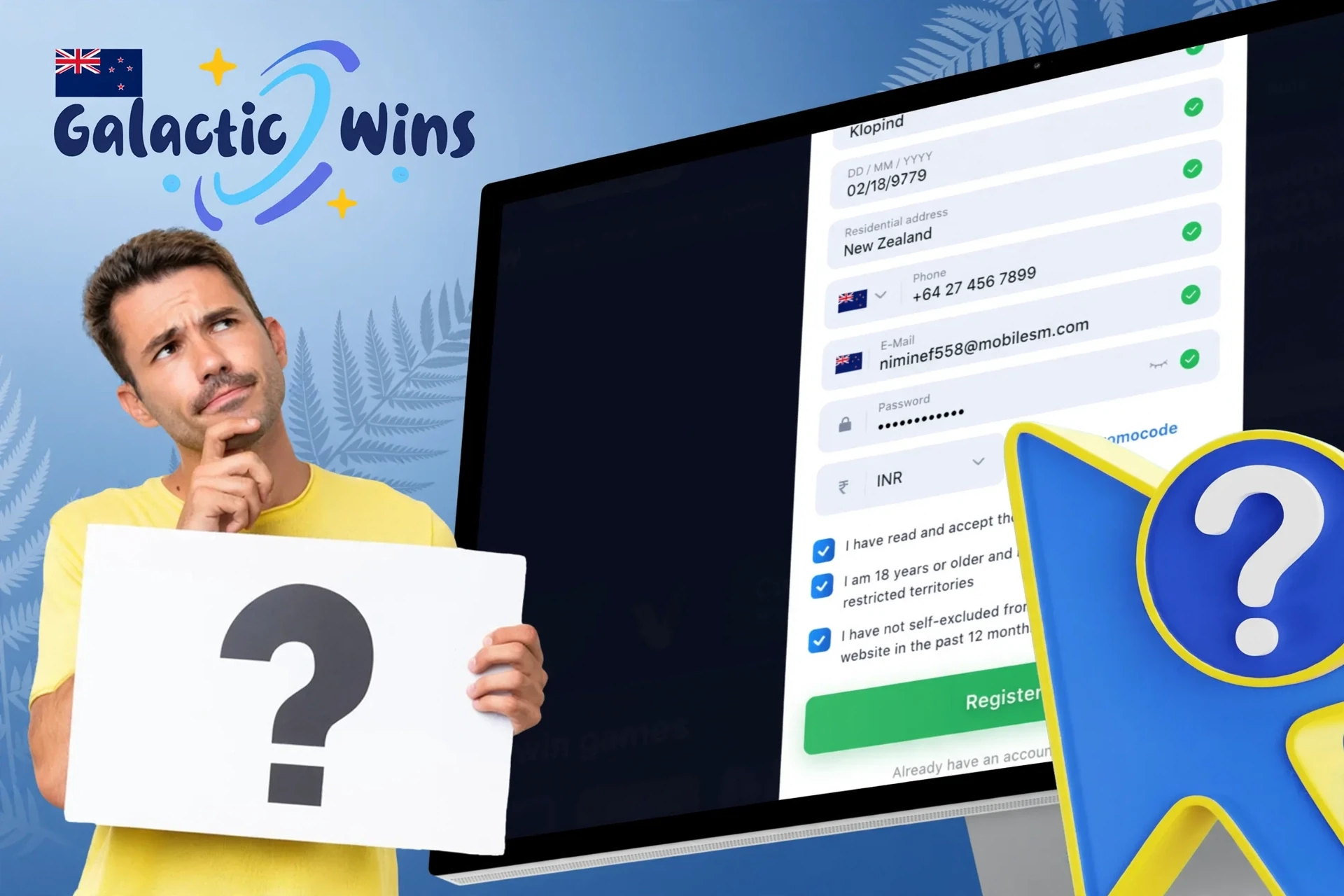 Step-by-step guide to registering on the Galactic Wins website or app