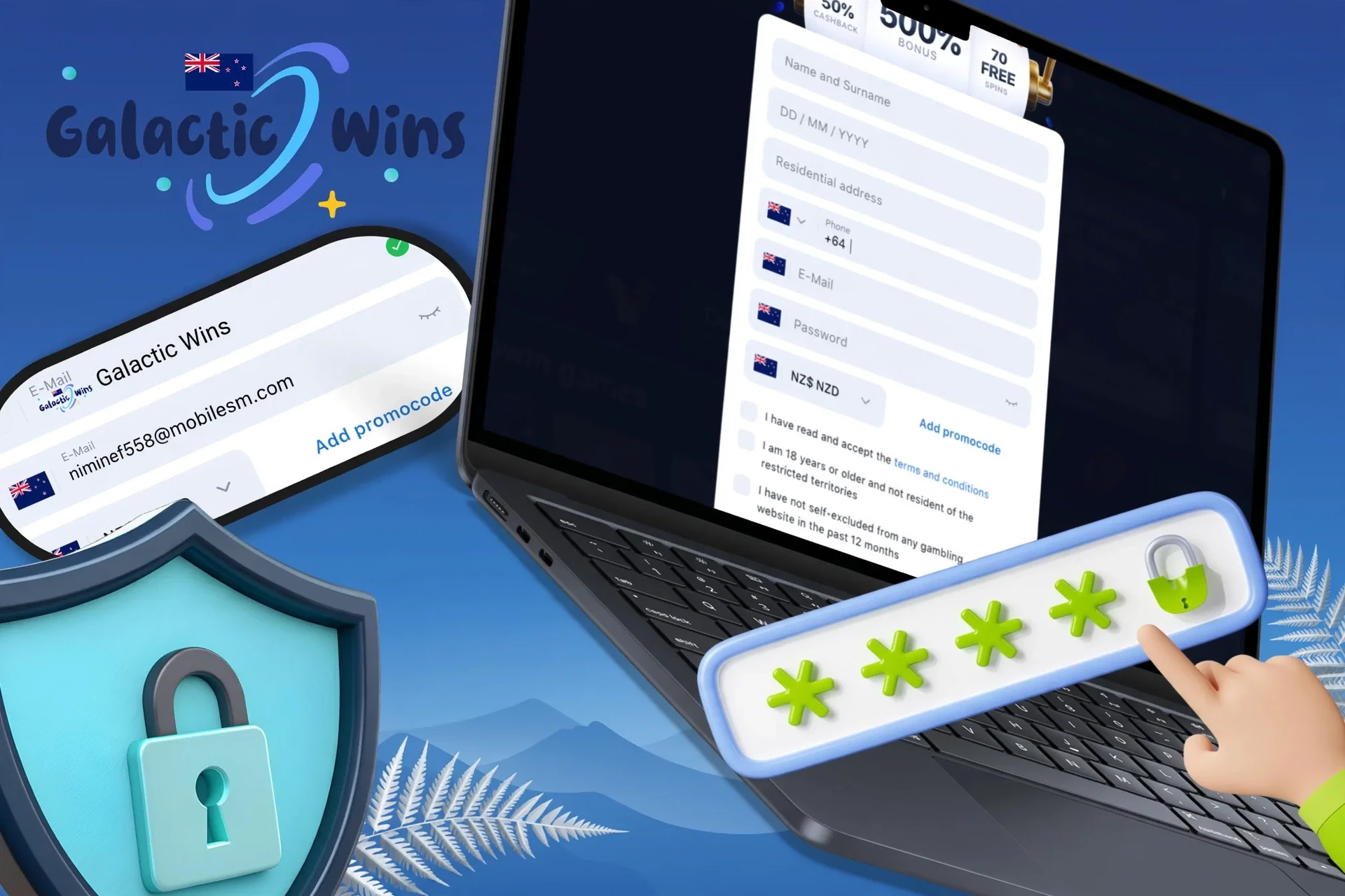 Instructions for creating a strong, secure password to protect your Galactic Wins account