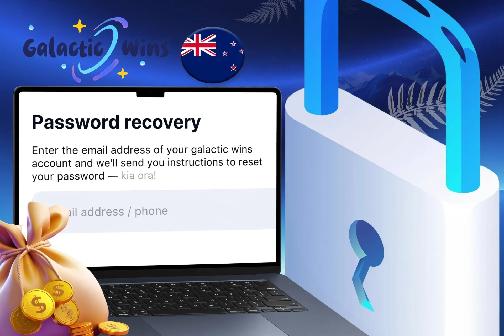 Algorithm for restoring access to Galactic Wins Casino account in case of password loss